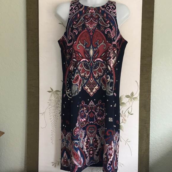 Banana Republic sleeveless navy print sheath dress NEW - Picture 2 of 11